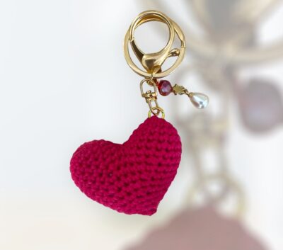 Μπρελόκ amigurumi καρδιά (magenta)