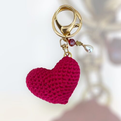 Μπρελόκ amigurumi καρδιά (magenta)