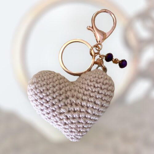 Μπρελοκ amigurumi καρδιά (old rose)