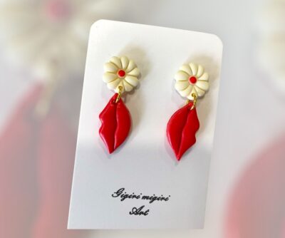 Σκουλαρίκια fimo "red lips"