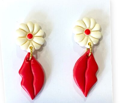 Σκουλαρίκια fimo "red lips"