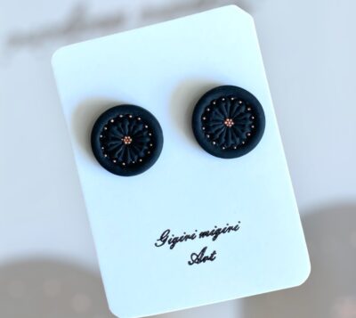 Σκουλαρίκια fimo "black flower"