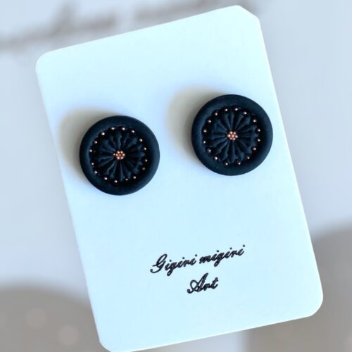 Σκουλαρίκια fimo "black flower"