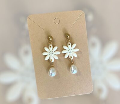 Σκουλαρίκια fimo "μαργαρίτα πέρλα"