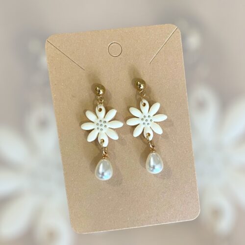 Σκουλαρίκια fimo "μαργαρίτα πέρλα"