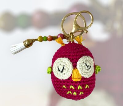 Μπρελόκ amigurumi κουκουβάγια (magenta)
