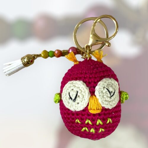 Μπρελόκ amigurumi κουκουβάγια (magenta)