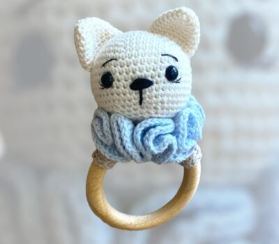 Κουδουνίστρα amigurumi γατούλης (light blue)