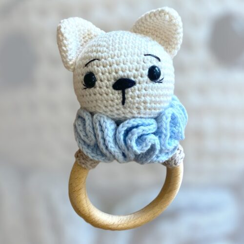 Κουδουνίστρα amigurumi γατούλης (light blue)