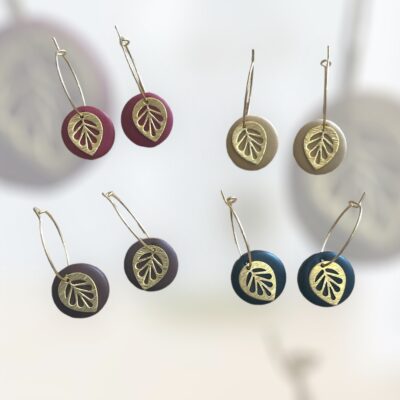 Σκουλαρίκια fimo "leaf"