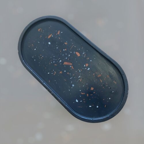 δισκάκι οβάλ μαύρο terrazzo