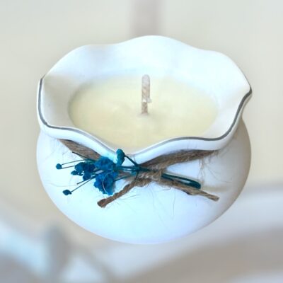 Δοχείο πορσελάνης λευκό με κερί σόγιας