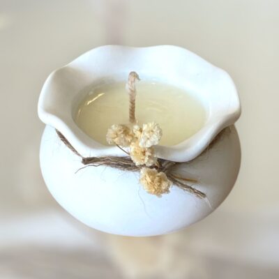 Δοχείο πορσελάνης λευκό με κερί σόγιας