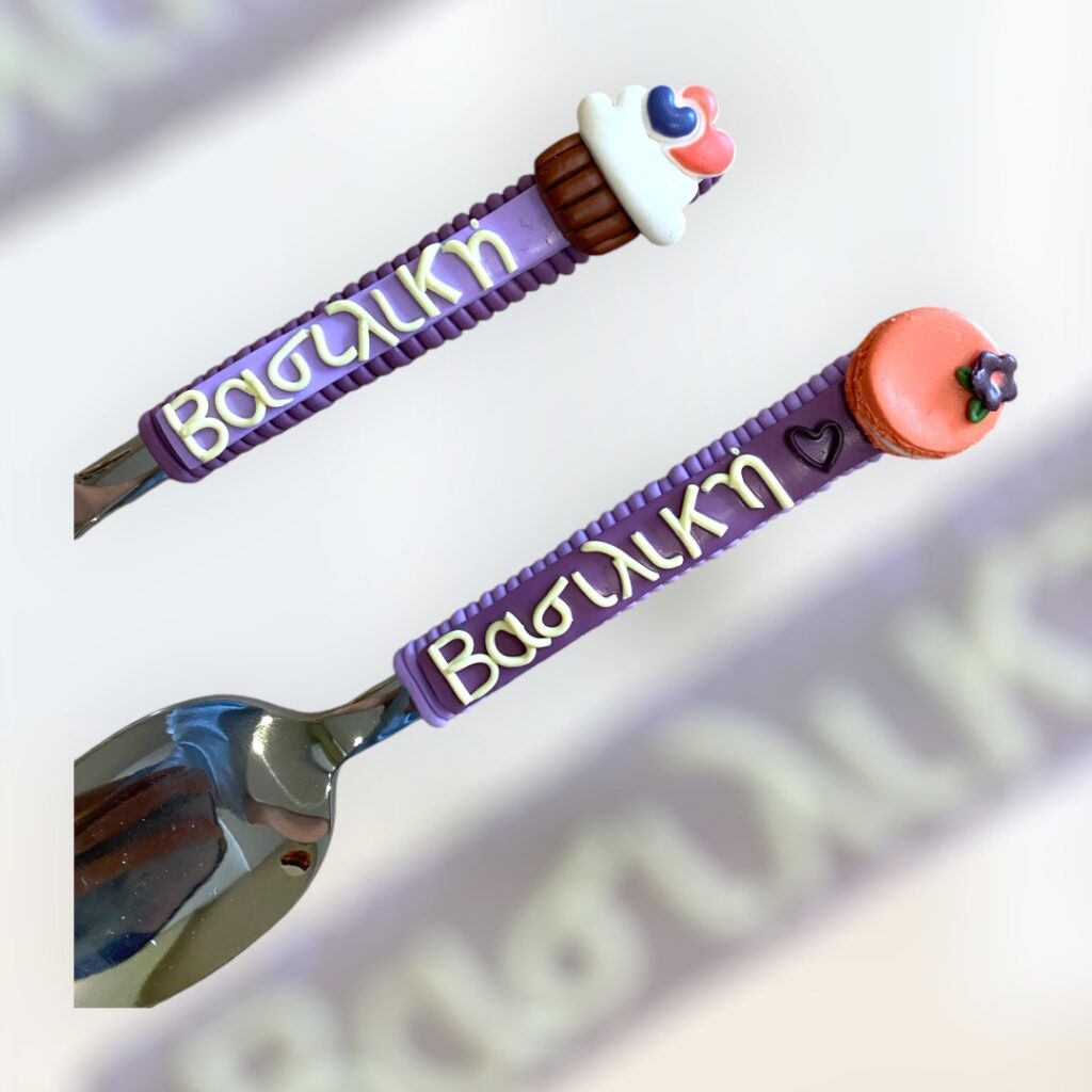 Fimo spoon cup cake-μακαρόν