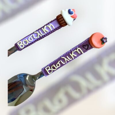 Fimo spoon cup cake-μακαρόν