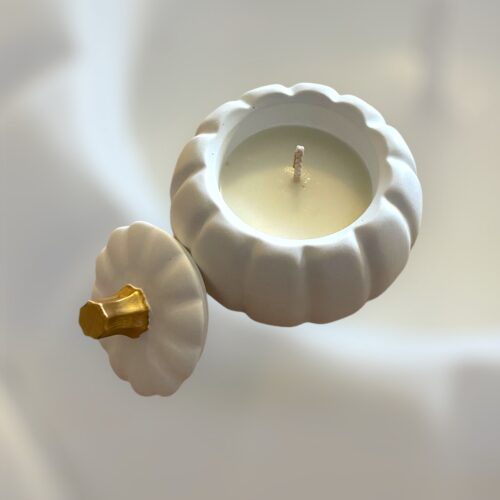 Κολοκύθα πορσελάνης λευκή με κερί σόγιας