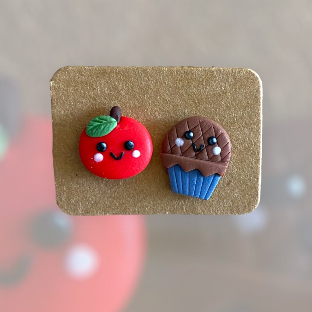 Σκουλαρίκια fimo «apple muffin»