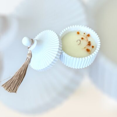 Φοντανιέρα πορσελάνης λευκή με κερί σόγιας