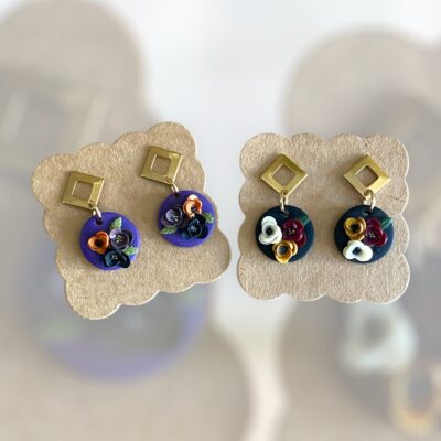 Σκουλαρίκια fimo «flower night»