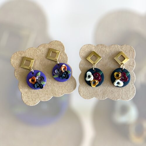 Σκουλαρίκια fimo «flower night»