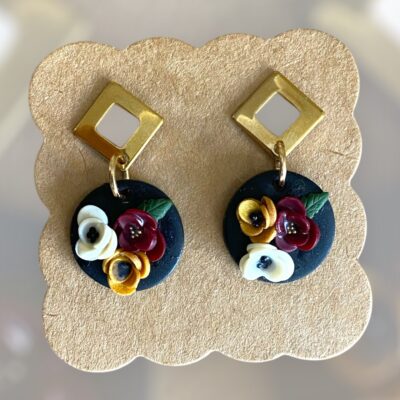 Σκουλαρίκια fimo «flower night»