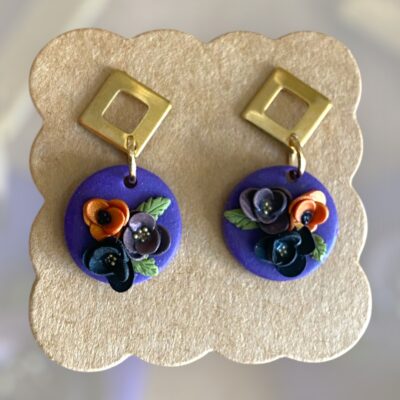 Σκουλαρίκια fimo «flower night»