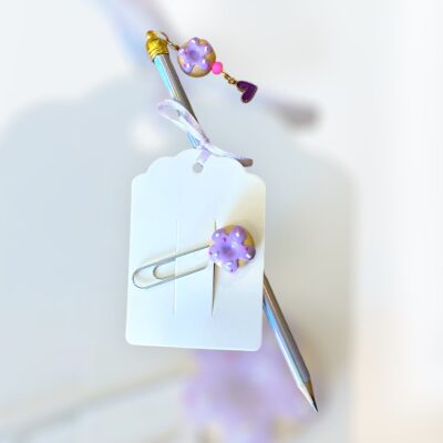 Σετ μολύβι-σελιδοδείκτης «λιλά donats»