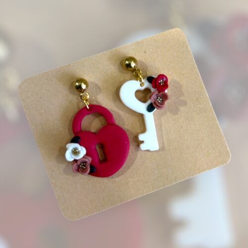 Σκουλαρίκια fimo «love key»