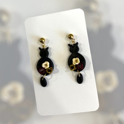 Σκουλαρίκια fimo «black cat »