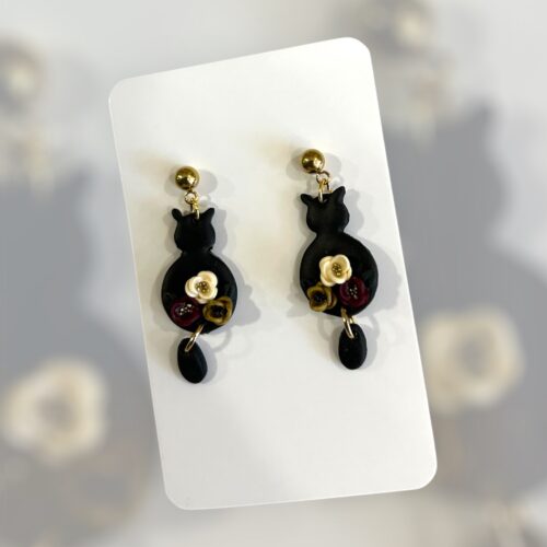 Σκουλαρίκια fimo «black cat »