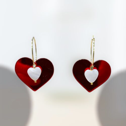 Plexiglass σκουλαρίκια 'Red hearts'