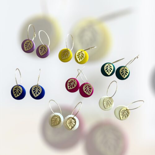Σκουλαρίκια fimo ''Leaf'' summer edition