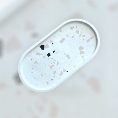 Δισκάκι οβάλ λευκό terazzo