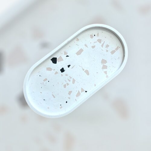 Δισκάκι οβάλ λευκό terazzo