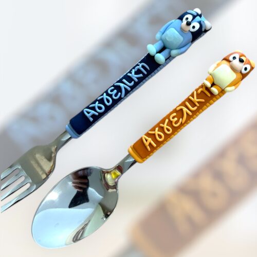 Fimo spoon Bluey and Bingo